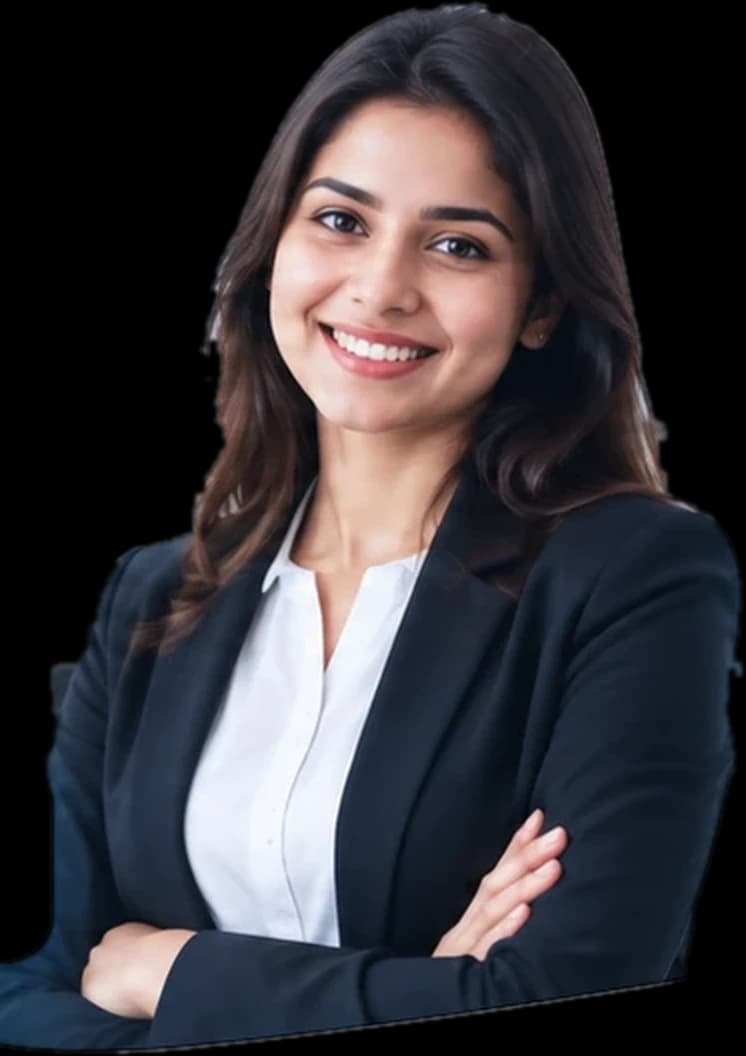 Recruitment consultant standing with arms crossed in a modern office