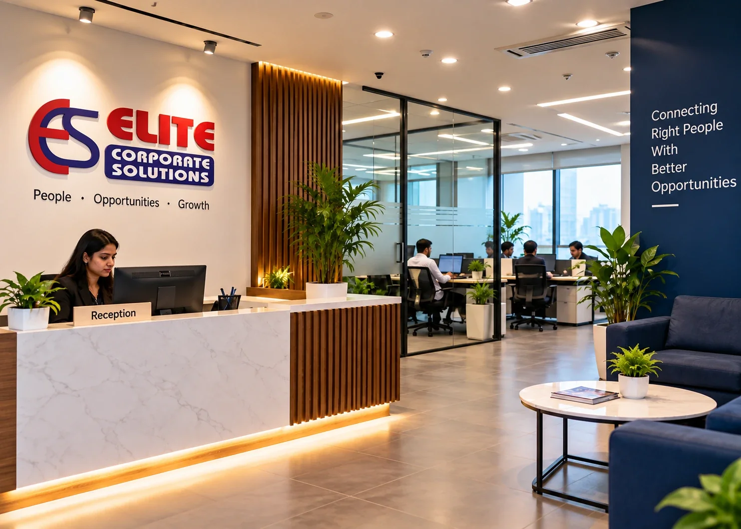 The office reception and open-plan floor at Recruitment Consultant